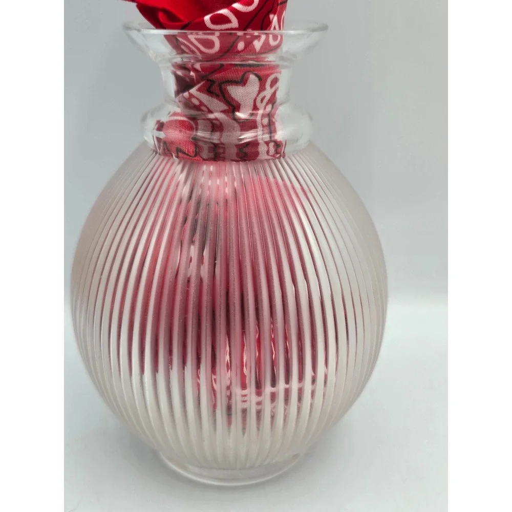 Lalique France Ribbed Frosted Crystal Vase upcycled French Art Glass 7.5in